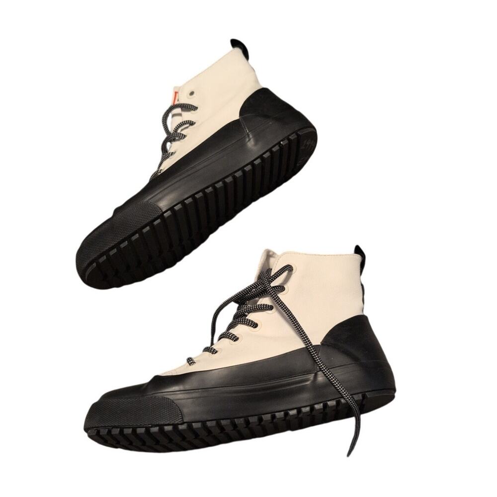 Hunter Dipped Canvas High-Top Sneakers White/Black Size M5/W7 Unisex - Picture 3 of 6